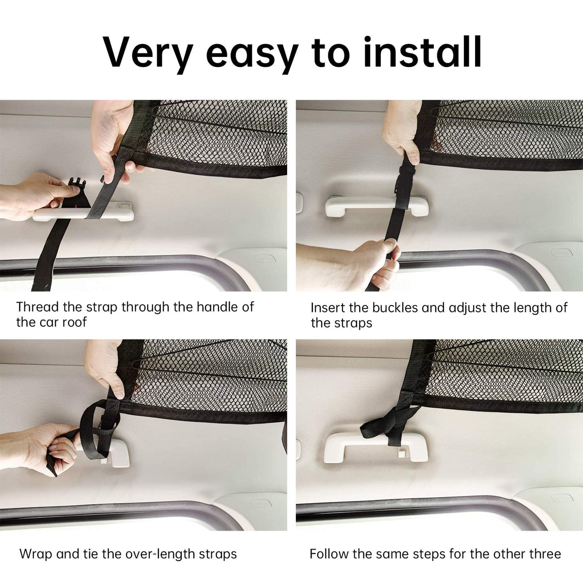Kaskawise Car Ceiling Cargo Net Pocket,31"x21" Adjustable Double-Layer Mesh SUV Roof Organizer Long Trip Ceiling Storage Net,Car Camping Cargo Net for SUV,Van Life Accessories