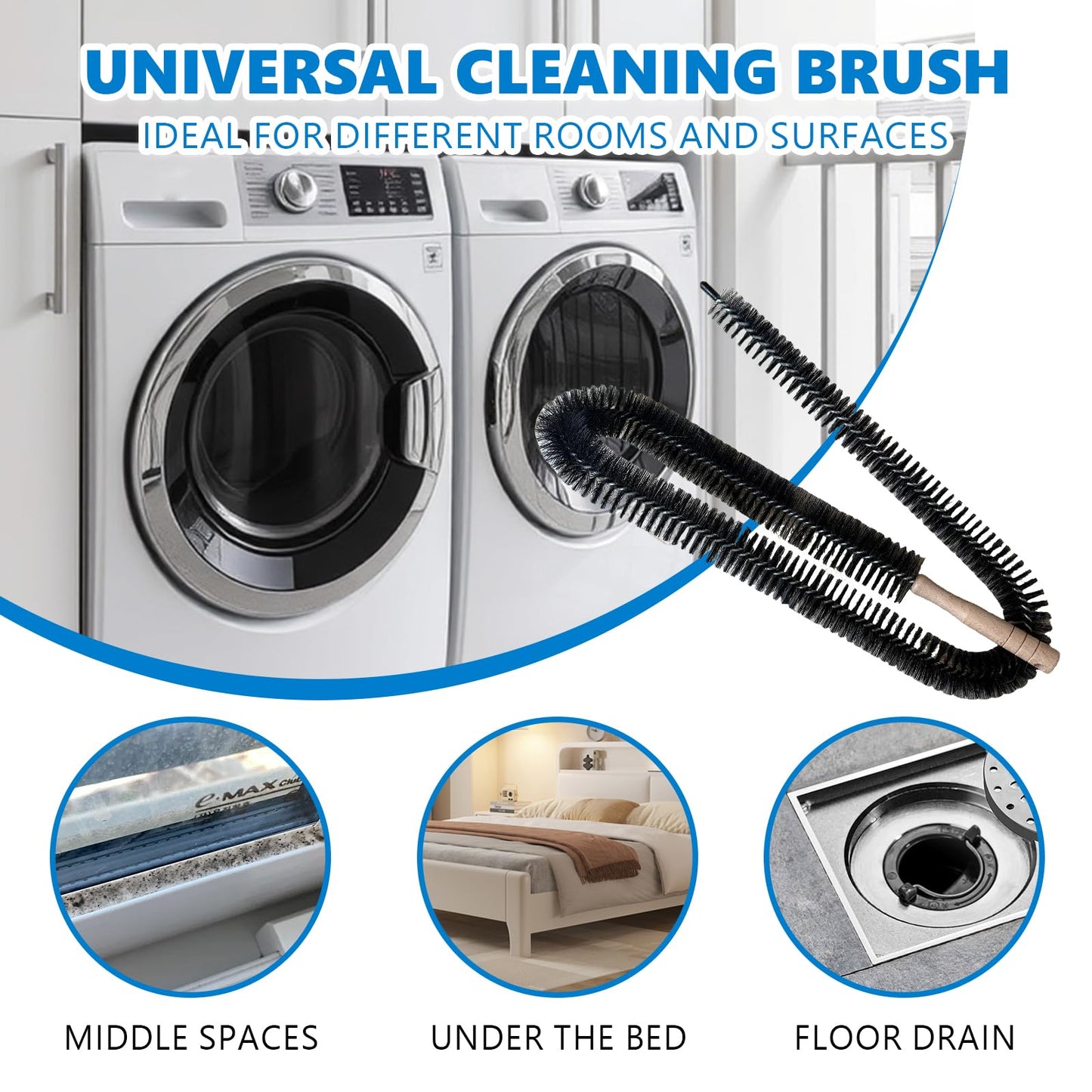 Rejarr Full-Bristle Dryer Vent Cleaner Brush, Dryer Lint Brush and Lint Removal Tool for Trap and Duct, 49.21 Inches Flexible for Deep Cleaning to Remove Pet Hair & Lint and Improve Efficiency