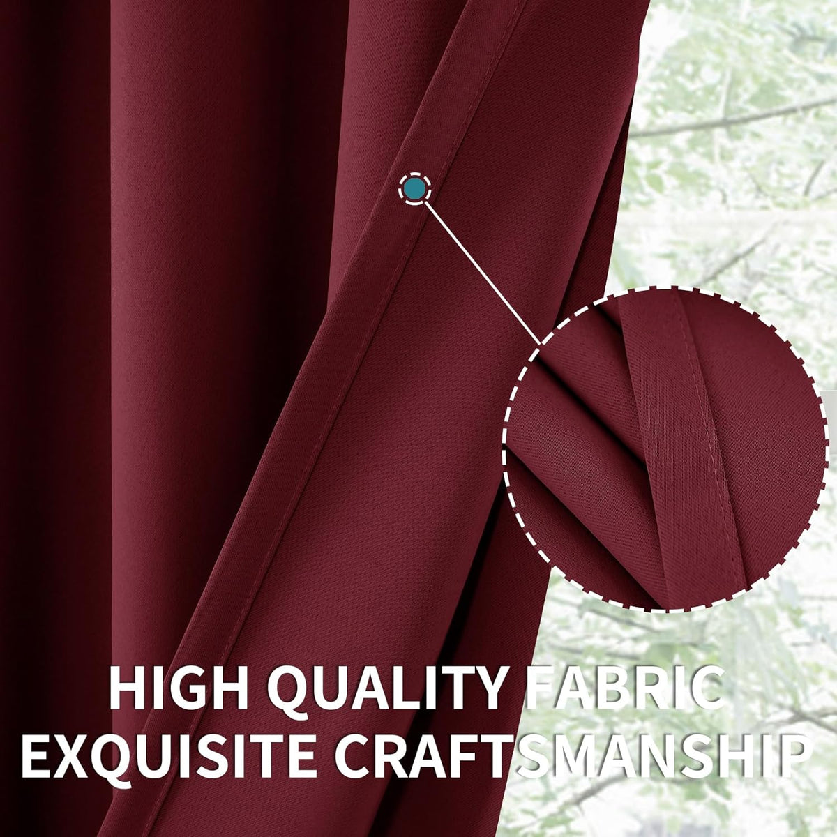 BGment Short Burgundy Blackout Curtains 36 Inches Length for Kitchen Window Over Sink - Half Window Drapes with Rod Pocket Privacy for Cafe Bathroom, 34 x 36 Inch, 2 Panels