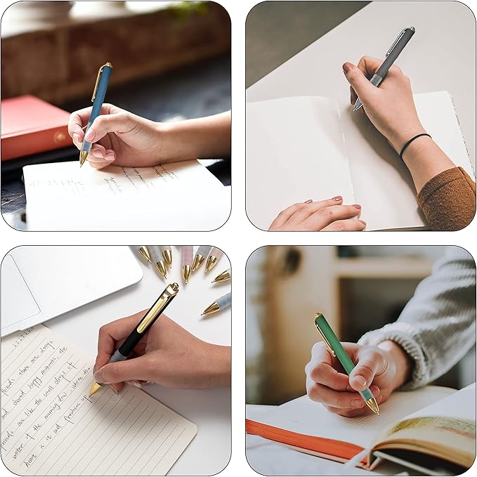 Linbsunne Ballpoint Pens Black Medium Point 1mm Pen with Super Soft Grip Ball Point Pen for Men Women Retractable Pens