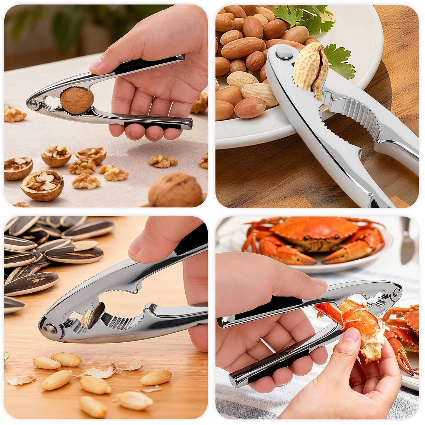 Nut Crackers Tools Pecan Cracker, Walnut Clip Heavy Duty Nutcracker With Non-Slip Handle Seafood Cracker Tool, Includes Nut Picks