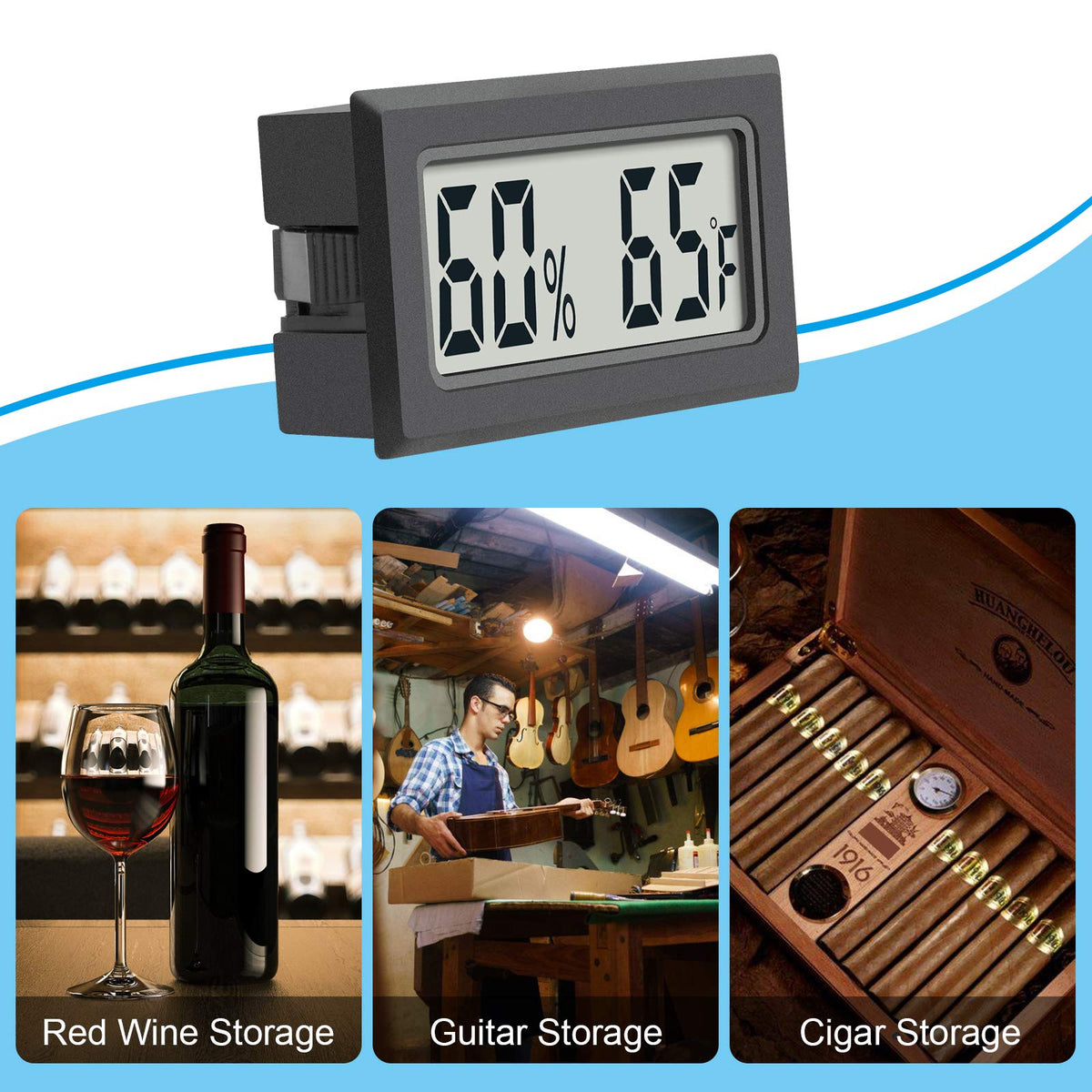 Reptile Thermometer 4-Pack Mini Digital Humidity Temperature Meters Gauge Indoor Hygrometer Thermometer AikTryee wiht ℉ for Humidors Greenhouse Garden Cellar Closet Guitar Case