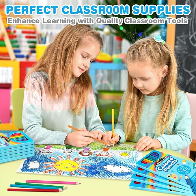 864 Count Colored Pencils Bulk, 72 Pack Colored Pencils for Kids, Pre-sharpened Coloring Pencils in 12 Vibrant Colors, Bulk School Supplies for Teachers, Classroom Prizes, Drawing Art Supplies