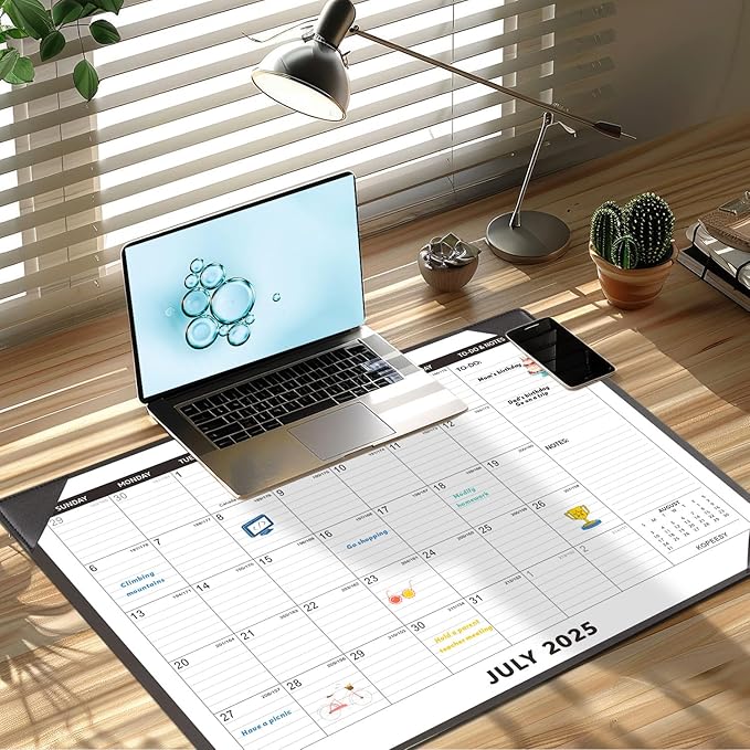 Large Desk Calendar 2025-2026 with Desktop Mat, KOPEESY 22" x 17" Desktop Calendar, 18 Months From July 2025 to December 2026, Office Supplies Desk Blotter Calendar for Home School and Office