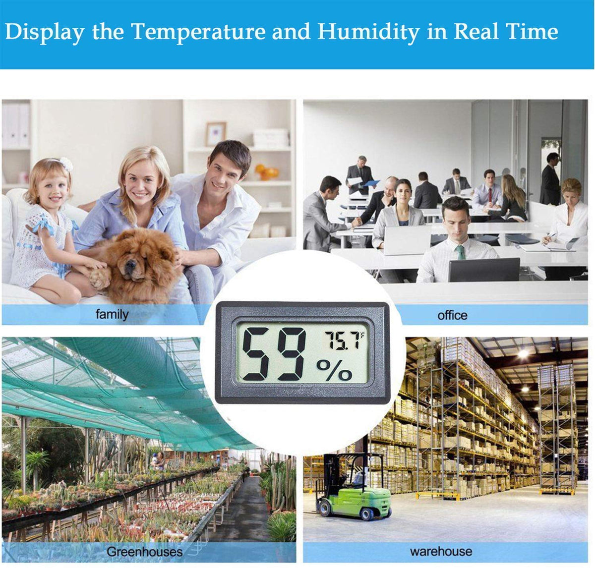 4-Pack Mini Digital Temperature Humidity Meters Gauge Indoor Thermometer Hygrometer LCD Display Fahrenheit (℉) for Reptile Tank,Jars,Guitar Case,Greenhouse, Garden, Cellar, Fridge, Closet