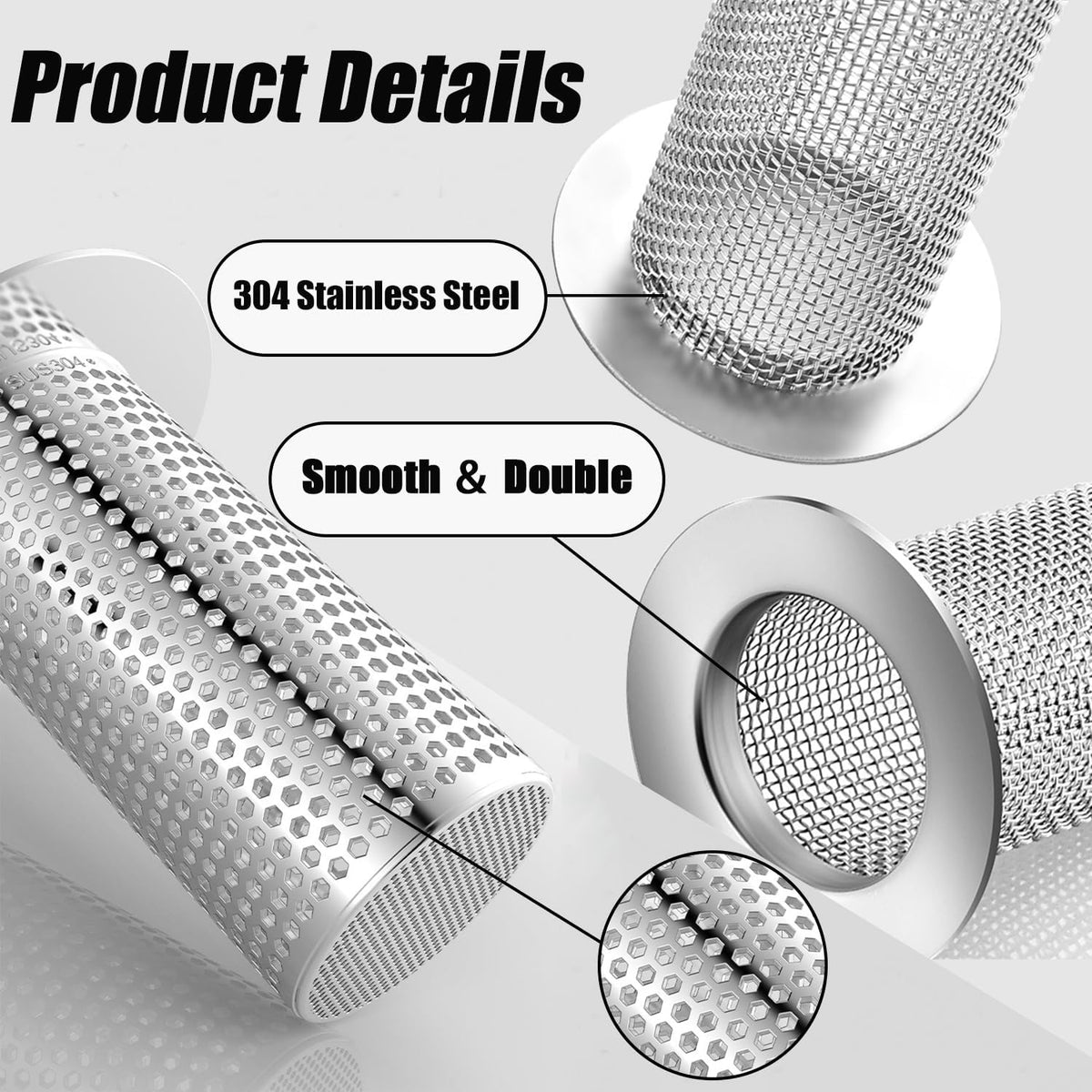 4 PCS Bathroom Sink Drain Strainers, Fit Hole Size from 1.25" to 2.17", Utility Recyclable Sink Strainer, Stainless Steel Sink Strainer for Bathroom Washbasin Bathtub Drain