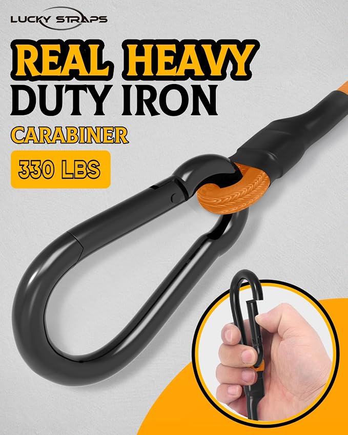 8 Pcs 24 Inch Heavy Duty Carabiner Bungee Cord Outdoor with 190 Lbs Max Break Strength, Bungee Straps with Upgraded Carabiner Hooks for Luggage Rack, Cargo, Hand Carts, Bike, Camping, etc (Orange)