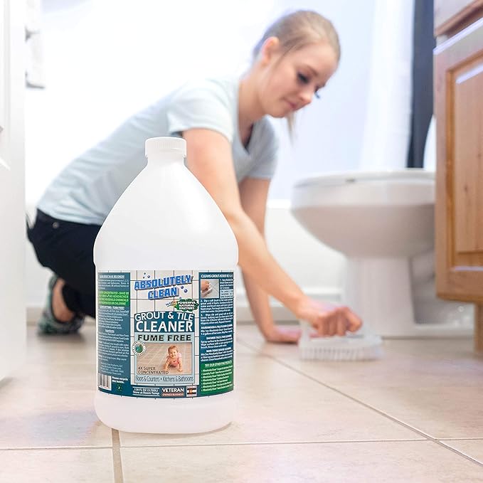 Absolutely Clean FAST GROUT CLEANER! - Professional Strength, Natural Enzyme Formula - Fast Acting, Fume Free - USA Made (128oz Cleans Up To 2,000 sq ft)