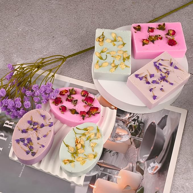 Sakolla 2 Pack 6 Cavity Silicone Soap Molds Rectangle Oval Silicone Molds Loaf Handmade Molds for Soap Making Supplies DIY Pudding Cake Chocolate Cornbread Biscuit Jelly