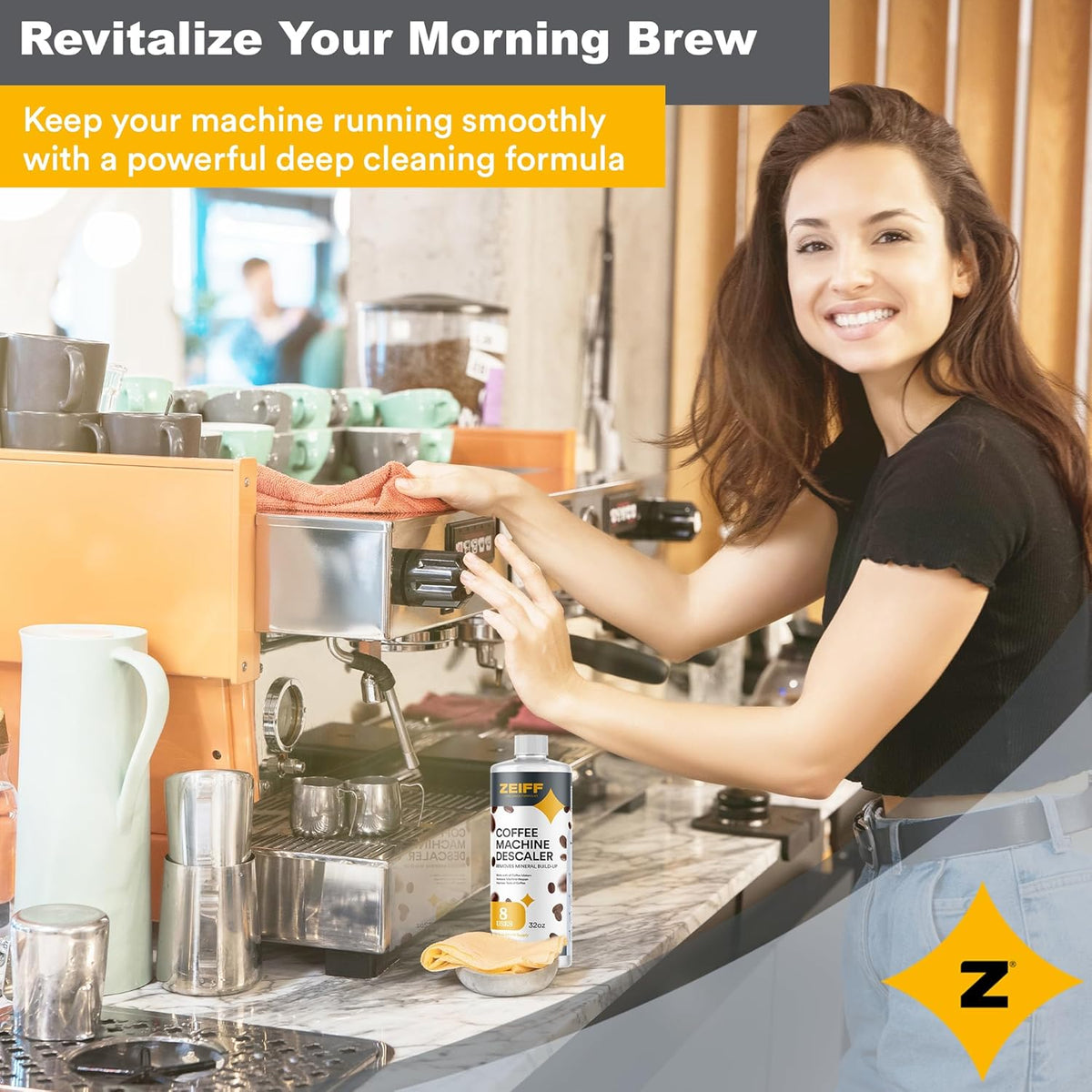 Coffee Machine Descaler - 32oz (8 Uses) - Compatible with Nespresso, Breville, Delonghi, Keurig Descaling Solution for Coffee Maker Cleaner and Descaler - Coffee and Espresso Machine Descaler
