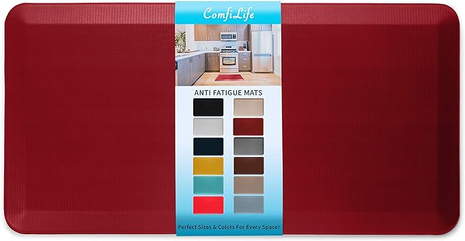 ComfiLife Anti Fatigue Floor Mat – 3/4 Inch Thick Kitchen Mats for Floor, Standing Desk Mat, Kitchen Rug – Comfort at Home, Office – Durable – Stain Resistant – Non-Slip Bottom (20" x 39", Red)