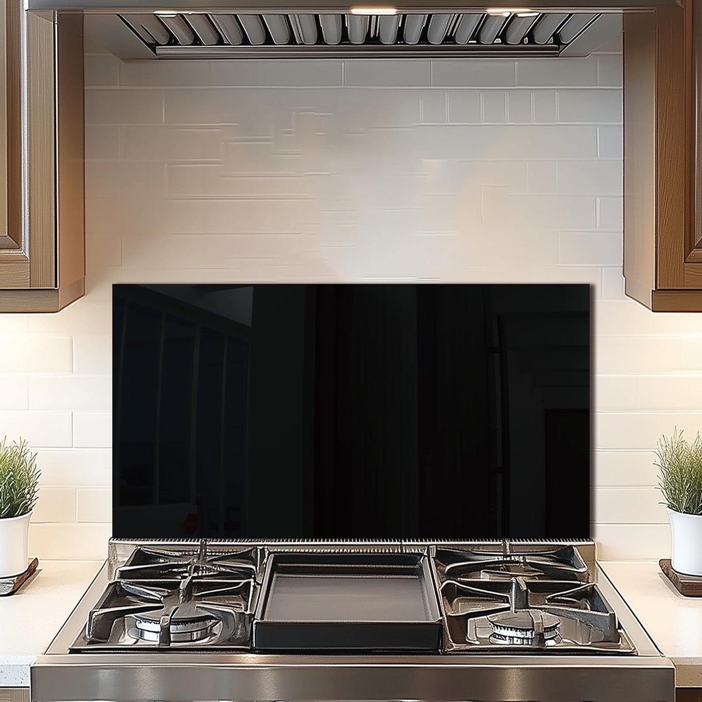 DAIFURONGE Tempered Glass Backsplash for Kitchen, Black and White Art Stove Backsplash Protector - Easy to Clean Wall Decor (Black, 30"x16"(76.2x40.64cm))