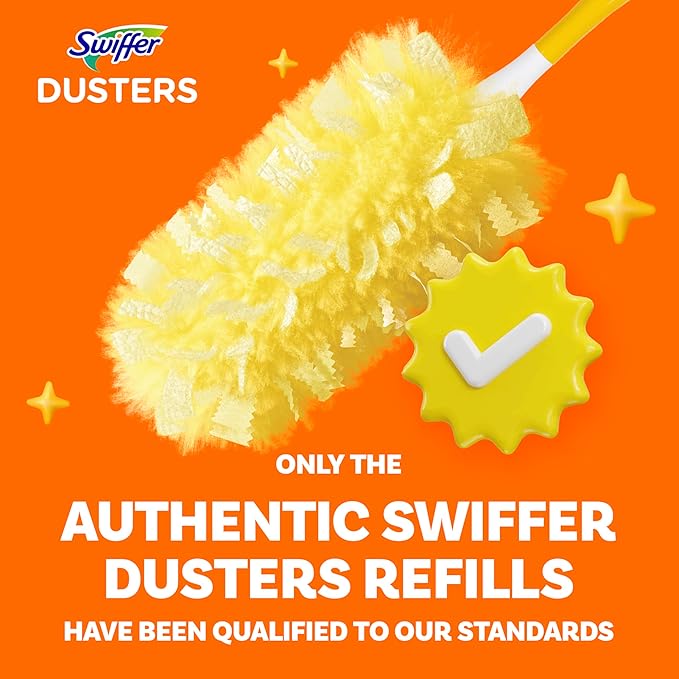 Swiffer Dusters Refill for Cleaning, Feather & Microfiber Duster Disposable Alternative, For Dusting Furniture, Blinds, Ceiling Fans, Walls, Helps Remove Allergens, Heavy Duty, Unscented, 11ct