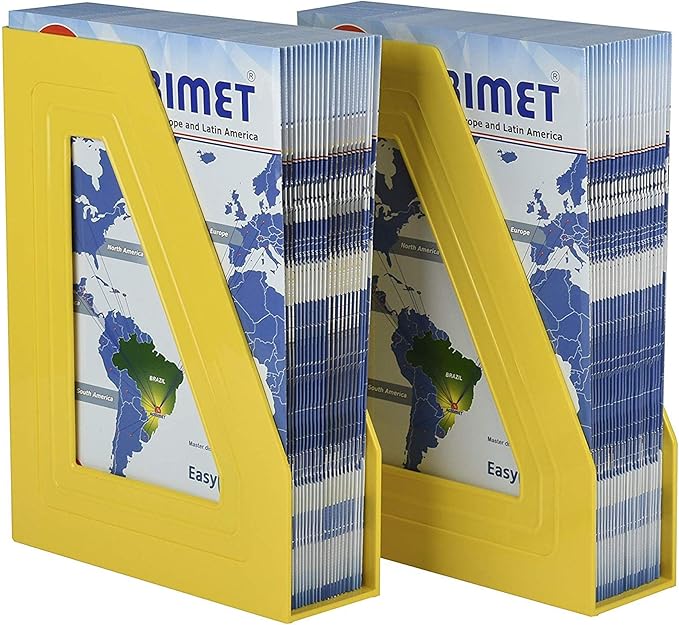 Acrimet Magazine File Holder, Durable Rack, Space-Saving Organizer (Plastic) (Yellow Color) (2 pack)