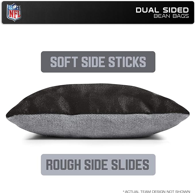 NFL Pro Football Dual Sided Bean Bags by Wild Sports, 8 Count, Premium Toss Bags for Cornhole Set - Great for Tailgates, Outdoors, Backyard