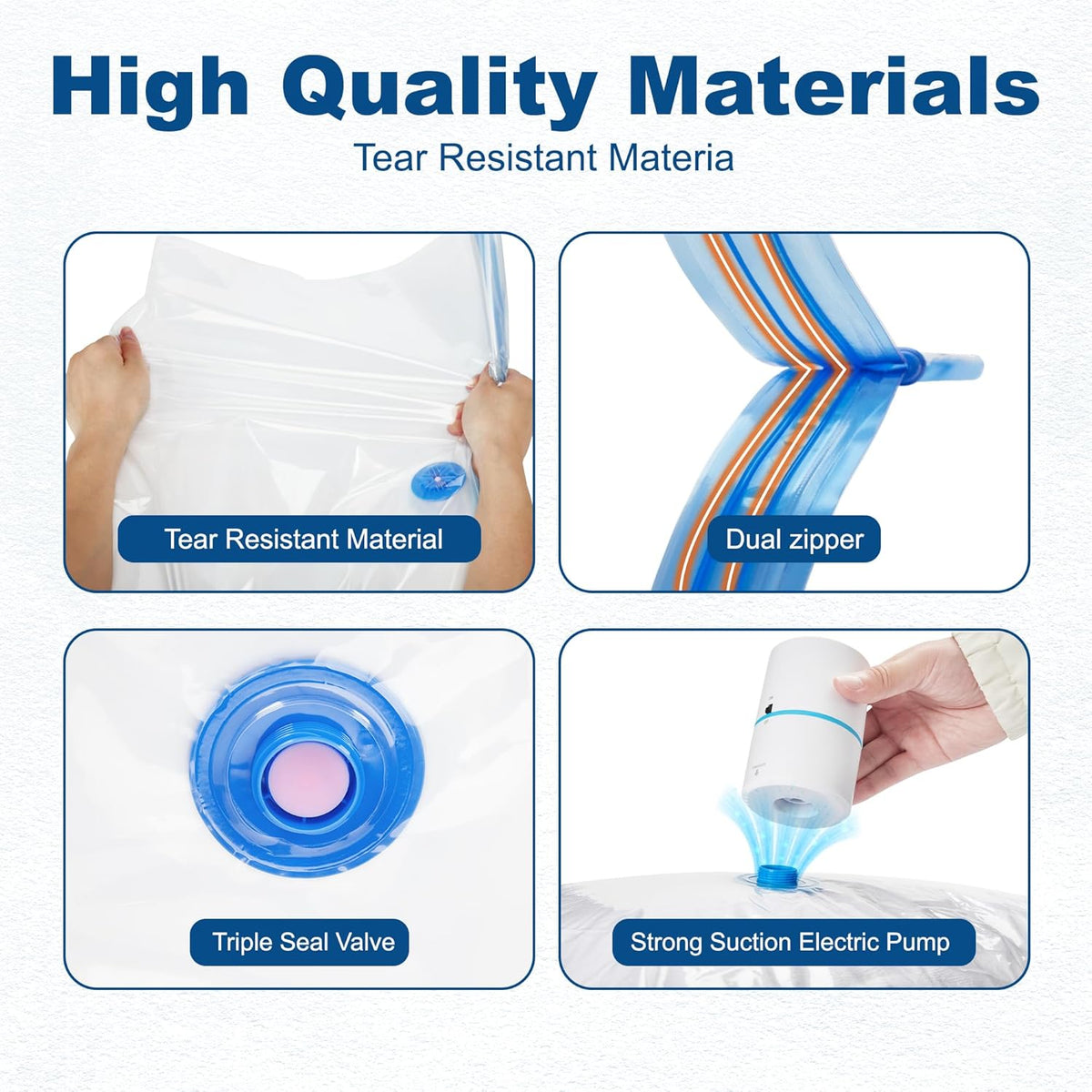 HOUSE DAY 22 Pack Vacuum Seal Bags For Clothing Travel, 80% Space Saving Travel Vacuum Bags with Electric Pump, Vacuum Storage Bags For Clothes, Comforters, Blankets, Moving, Storage & Organization