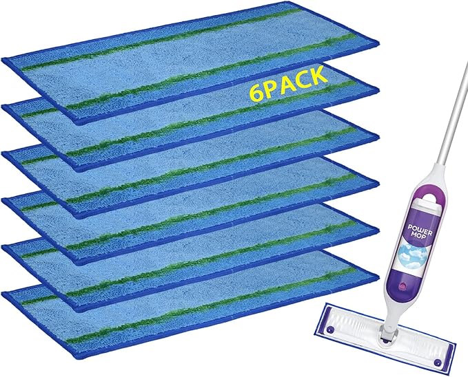 Upgraded Spray Refills Mop Pads for S-wiff-er PowerMop - Microfiber Mopping Pads for Multi - Surface Floor Cleaning - Reusable Mop Refill Pads Replacement Head for Swiffer Power Mop（10 Pack)