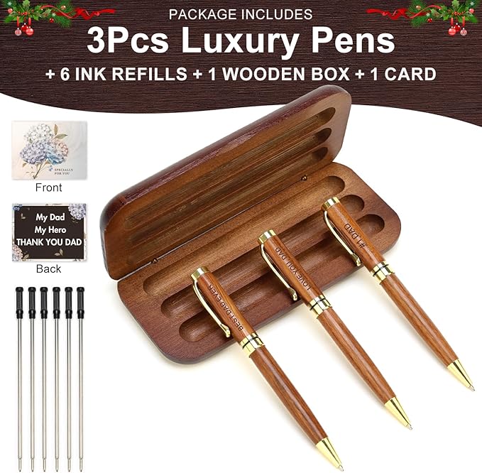 Cool Gifts for Dad from Daughter, Son, Wife Mens Pen Set with Box for Father Daddy Papa Christmas Gifts Best Dad Ever Engraved Dad‘s Pens Sentimental Fathers Day Birthday Gift Ideas Luxury Pens