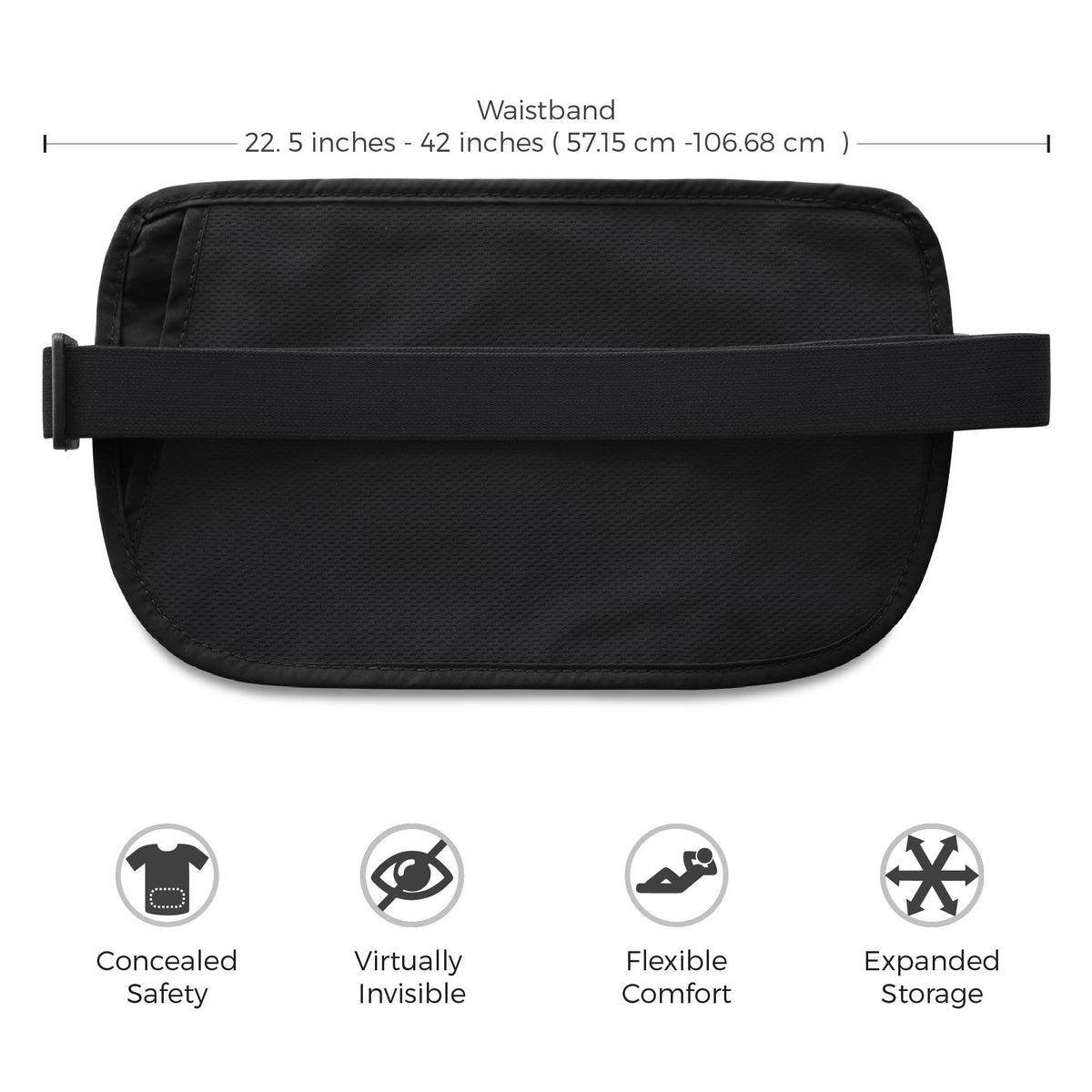 Money Belt for Secure Travel - RFID Blocking Slim Passport Holder - Hidden Waist Pouch for Cash, Credit Cards, Documents - Concealable Under Clothes, Water-Resistant Travel Belt for Men and Women