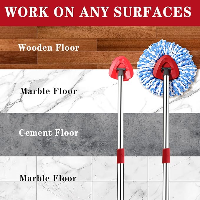 8 Pack Spin Mop Replacement Head for O-Ceda RinseClean 2 Tank System,Spin mop Scrub Brush,Microfiber Mop Refills, Machine Washable, Machine Washable for Bathroom,Kitchen,Tub and Tile (C)