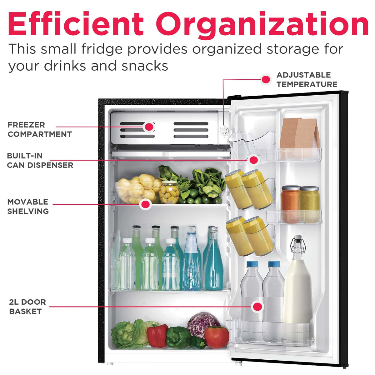 Frigidaire EFR331 Single Door Compact Refrigerator - Adjustable Thermostat Control - Reversible Doors - Front Blackboard, Write and Erase - Ideal for Dorm, Office, RV, Room - Black, 3.2 Cubic Feet