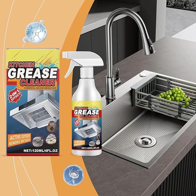 Powerful Kitchen Grease Cleaner, Powerful Clean Kitchen Oil Stains Spray, Heavy Duty Degreaser Cleaner Spray, All Purpose Heavy Oil Cleaning Agent, Kitchen Foam Cleaner Stubborn Stains Cleaner (3)