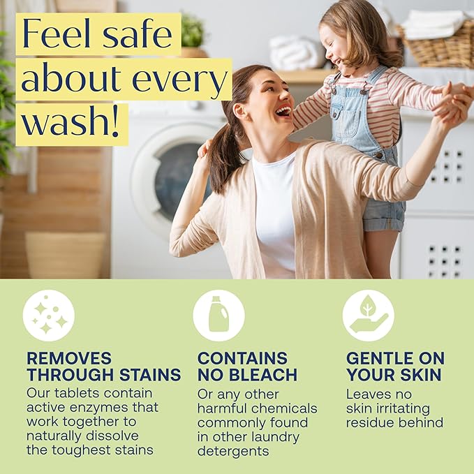 Fab Tab Laundry Detergent Tablets, Plant-Based Formula, Removes Tough Stains, Plastic-Free Alternative to Pods, All Washing Machines (30 Count, Floral)
