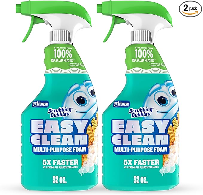 Scrubbing Bubbles Easy Clean Foaming Multipurpose Bathroom Cleaner Spray, Bottle Made from 100% Recyled Plastic, 32 Ounce Spray (Pack of 2)