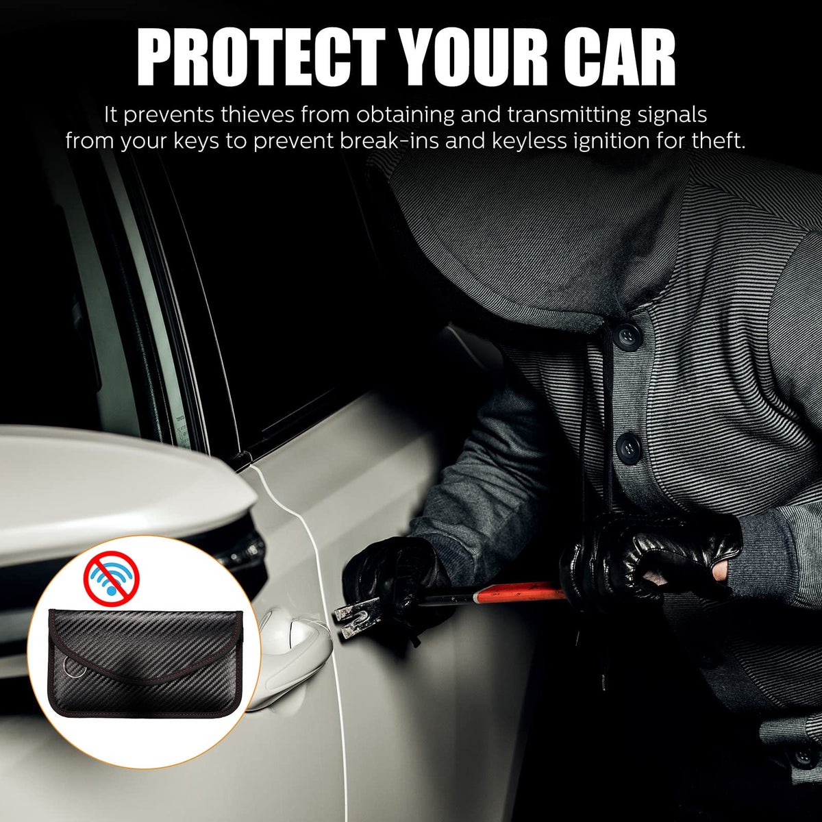 4 Pieces Faraday Bags Phone for Key Fob Protector Car RFID Signal Blocking GPS Anti-tracking Faraday Pouch Shielding Wallets for Cell Phone Privacy Card Protection(Carbon Fiber)