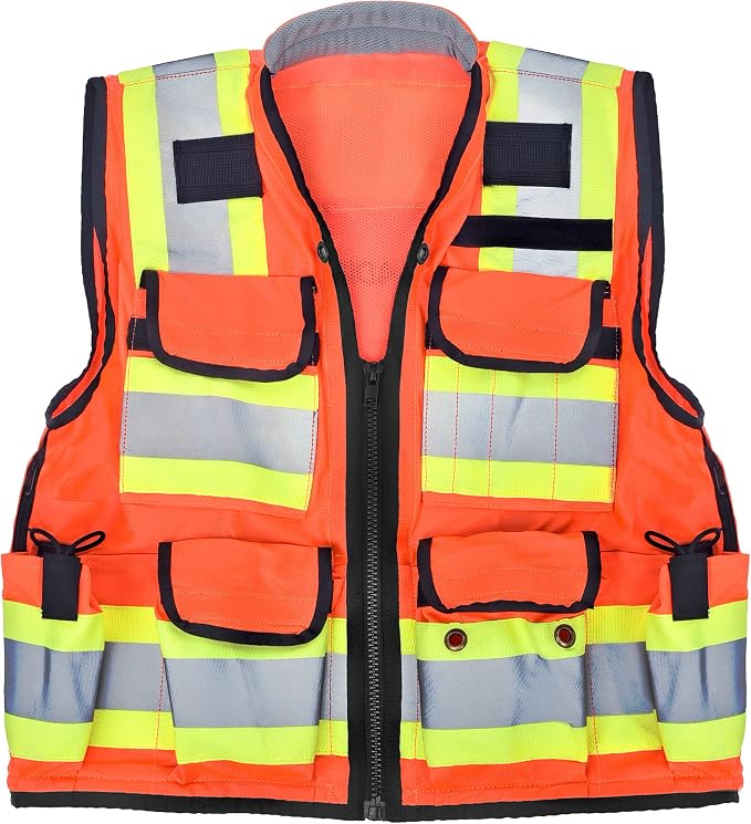 AdirPro Surveyor Safety Vest with Pockets - High visibility Reflective Construction Vest