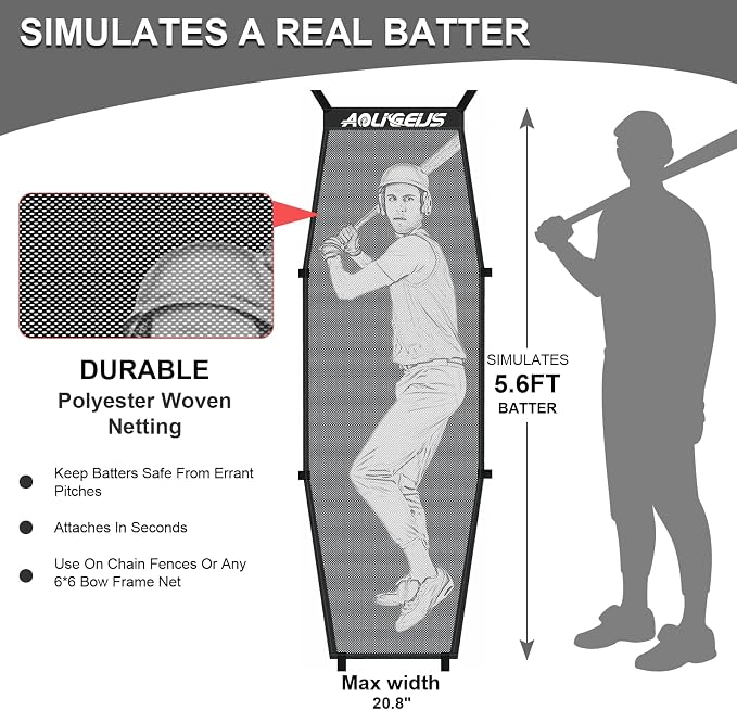 6'X6' Baseball Softball Practice Net,Pitching Net,Batting Net,with Baseball Tee,Bonus Strike Zone,Target and Bow Frame,for Hitting,Pitching,Catching