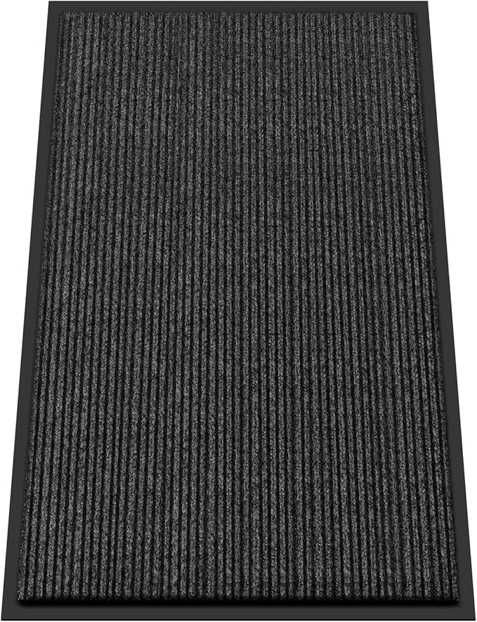 Kuyal Front Door Mat, 3'x5' Indoor Outdoor Entrance Mat, Commercial Floor Mats Inside Outside Entrance, Heavy Duty Durable Welcome, Rubber Backing Non Slip Outdoor Mats for Entryway,Black