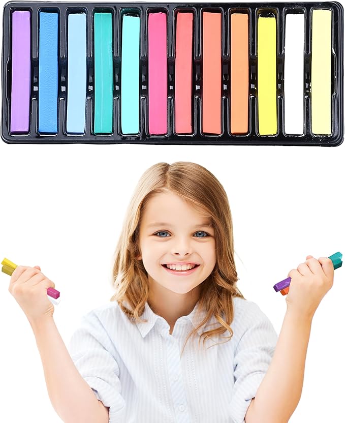 Neliblu 12-Piece Soft Pastels Set - Multi Color Pastel Chalk for Art Painting - Pastel Sticks Suitable on Paper, Blackboards, Sidewalk Blocks - For Kids, Adults, Professional Artists