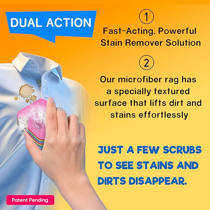 Magical Fiber Stain Remover- Use as Spot Remover- No Dry Cleaning Food, Grease, Coffee Off Laundry, Tea, Fabric, Pet Stains, Stain Remover Sponge Clothes, Carpet, Sofa, Mattress & Upholstery (5 Pack)