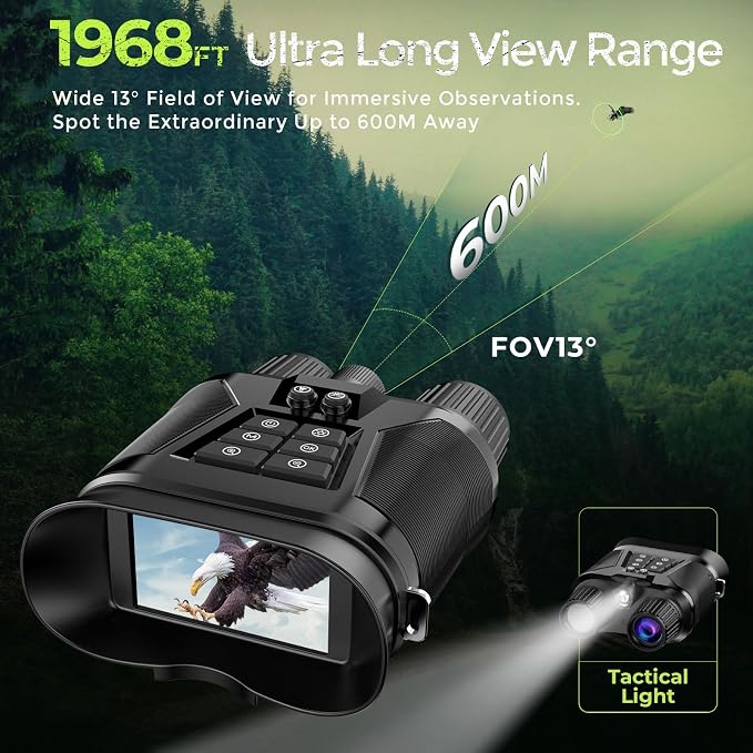 Night Vision Goggles, 4K Night Vision Binoculars for Adults with 5000mAh Battery, 3" HD Screen & 32GB Card for Hunting, Wildlife Observation, Security