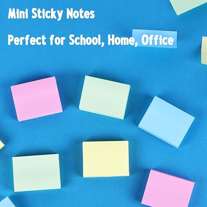 Umikk 50 Pack Sticky Notes 1.5x2 in, 5000 Sheets Small Self-Stick Note, 4 Color Mini Sticky Notes Pad Bulk, Easy to Post for Office, School, Home