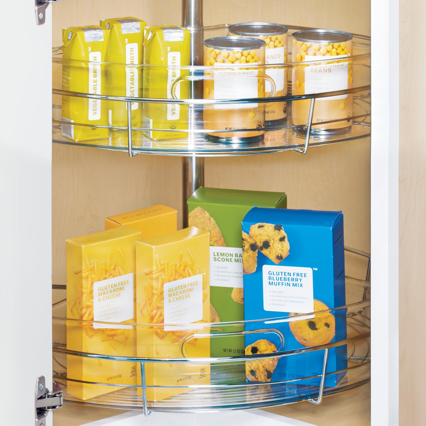 iDesign Clear Plastic 1/4 Wedge Bin for Corner Lazy Susan Cabinet, Kitchen Cabinet Organizer, 2-Pack