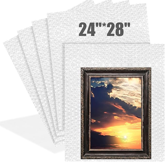 5 Pack 24 * 28 Inch Extra Large Bubble Pouches Clear Bubble Pouch Wrap Bags for Packing Shockproof Cushioning Wrap Bag for Shipping Moving Fragile Dishes China Plates Painting Fragile Items