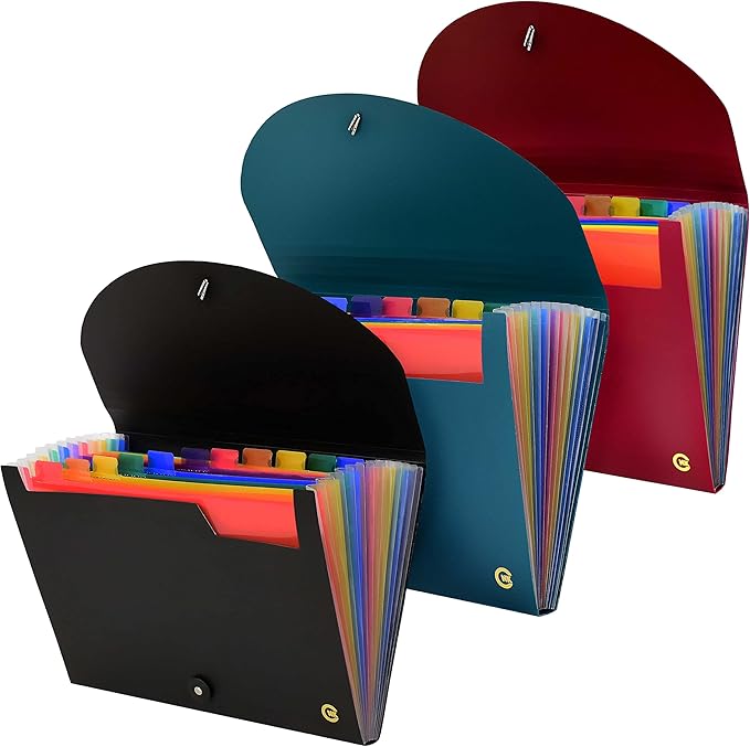 CNK File Folders Organizer with 13 Pockets Accordion Expanding Folder For Documents Receipt Document Paper Pocket Filing Products Accordian Important expandable holder files alphabetical Labels Letter
