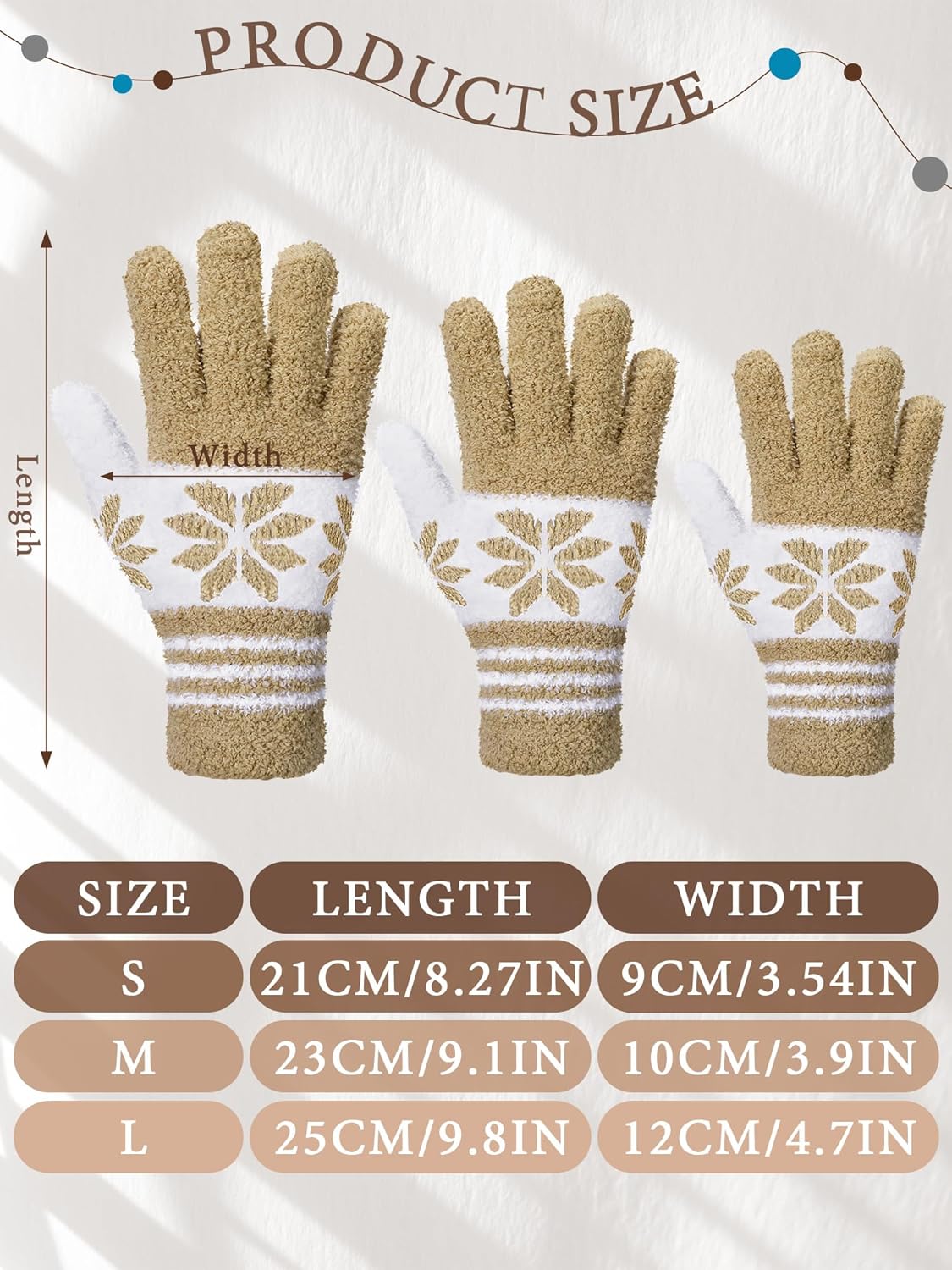 Patelai 3 Pairs Microfiber Plant Dusting Gloves Leaf Cleaning Gloves for Indoor Plants, Blinds, Furniture, House(Large,Snowflake Dark Blue, Gray, Khaki, White)
