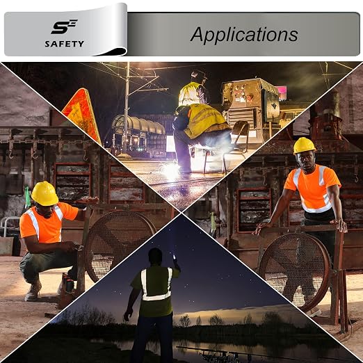 Hi Vis T Shirt Class 3 High Visibility Shirts for Men Safety Shirts with Reflective Strips and Pocket Breathable Construction Work Mesh Short Sleeve Orange-Black