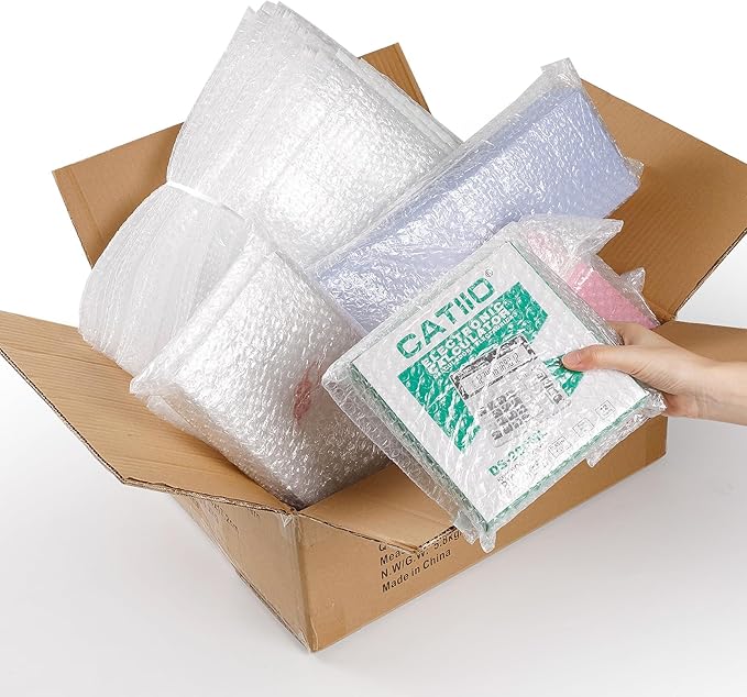 100PCS Clear Bubble Pouches Wrap Bags, 8 x 12 Inch Bubble Out Bag Pouch for Packing & Shipping, Double Layer Bubble Cushion Wrap Bags Protective Bubble Pouches Bags for Moving and Storage