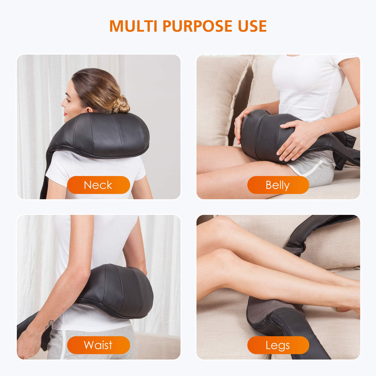 Snailax Shiatsu Neck and Shoulder Massager - Back Massager with Heat, Deep Kneading Electric Massage Pillow for Neck, Back, Shoulder,Foot,Body