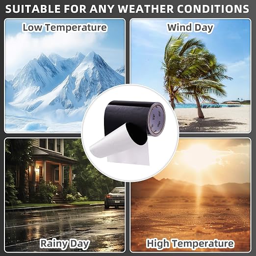 Heavy Duty Waterproof Repair Tape 2 Inch x 25 FT for RV Awning, Tent, Tarp, Sail and Boat Cover, Outdoor Fabric Repair Patch, UVproof, Multipurpose Black
