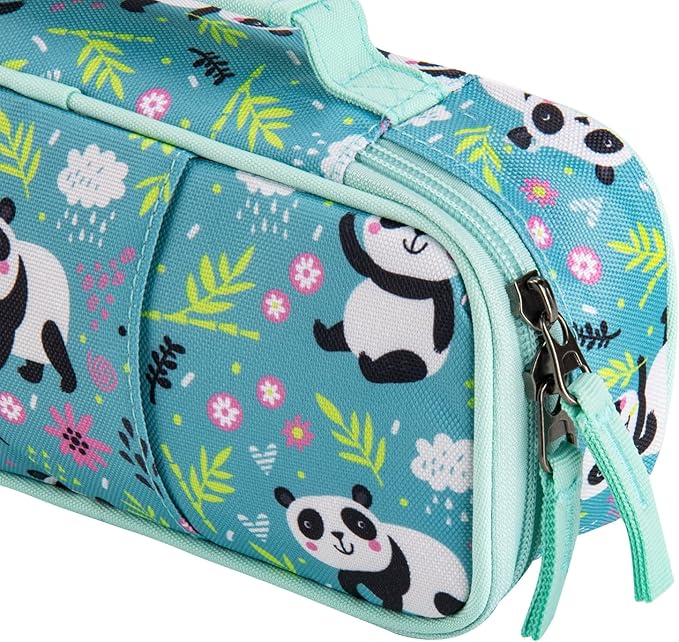 Choco Mocha Cheetah Pencil Case for Girls, Soft Pencil Case Kids Pencils Pouch for Kindergarten Girls, Green