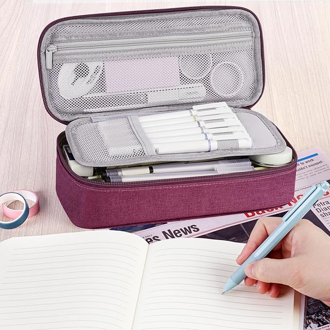 WEMATE Pencil Case, Large Storage Organizer for Stationery, Back - to - School Essential, Teacher Must - have, Big Pencil Pouch, Marker Case School Supplies for College & High School