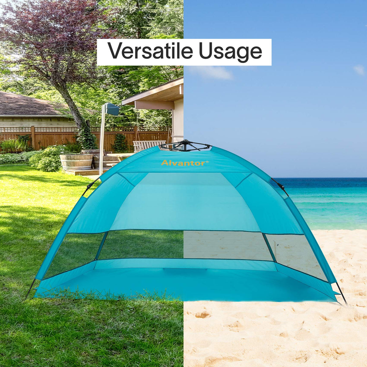 Alvantor Beach Tent Coolhut Plus Beach Umbrella Sun Shelter Cabana Automatic Pop Up UPF 50 Sun Shade Portable Camping Hiking Canopy Easy Set Up Light Weight Windproof Stable 2-3 Person
