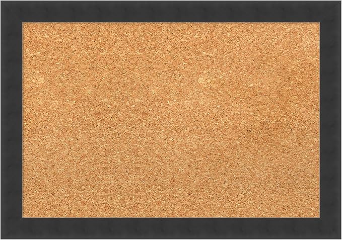 Amanti Art Natural Cork Board for Wall, 14x20 Vision Board with Black Wood Frame, Small Corkboard Office Decor for Home Organization, Modern Corkboard Pinboard to Display Items for Home Organization