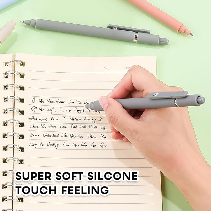 RIANCY Gel Pens, 0.5mm Black Ink Quick Dry Ball Point Pens, Fine Point Smooth Writing Retractable Pens, Cute Aesthetic Gifts Set for Men Women Journaling, Office School Stationery Supplies Pack of 5