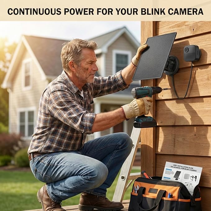 LIYVZ 3W Solar Panel for Blink Outdoor 4/3/XT2 2600mAh Battery, 5V Camera Solar Charger for Blink with Built-in Rechargeable Battery, 2-Pack